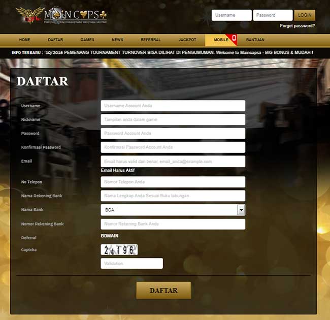Form pendaftaran maincapsa - Cara Buat Akun Poker IDN Indonesia Secara Gratis